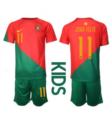 Portugal Joao Felix #11 Hemmakläder Barn VM 2022 Kortärmad (+ Korta byxor)